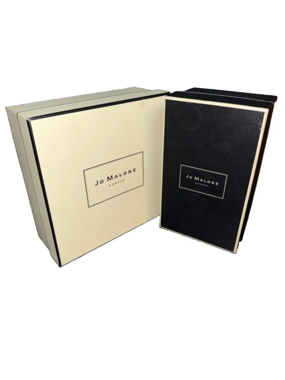 Jo Malone London EMPTY Gift Boxes Black Box 9”Lx5”Wx4”H Ivory Box 9”Lx8”Wx3.5”H